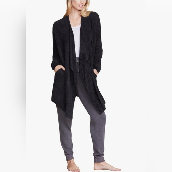 Barefoot Dreams Pink CozyChic Lite Island Wrap Drape Front Sweater Cardigan S/M - Picture 3 of 6